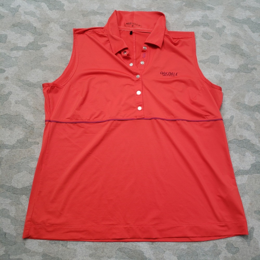 Nike Golf Polo Top Women XL Orange Dri-FIT Sleeveless Branded Outdoors